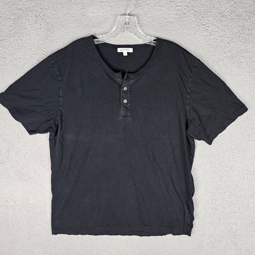 Gustin Henley Shirt Mens XXL Black Short Sleeve Cotton Made in USA 28962